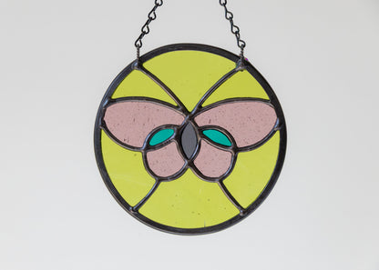 BUTTERFLY CIRCLE "PINK"  • Stained Glass Art • Suncatcher