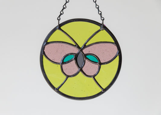 BUTTERFLY CIRCLE "PINK"  • Stained Glass Art • Suncatcher