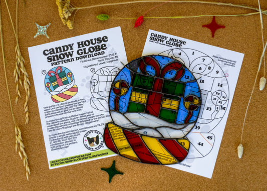 Candy House Snow Globe • Stained Glass Pattern • Digital Download • HOBBY LICENSE