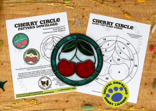 Cherry Circle • Stained Glass Pattern • Digital Download • HOBBY LICENSE