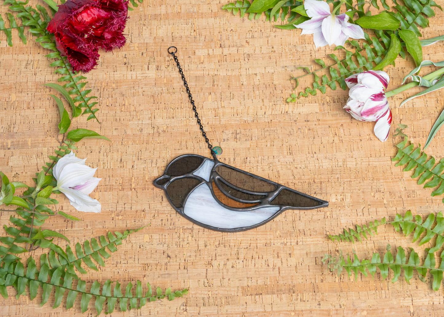 CHICKADEE • Stained Glass Art • Suncatcher
