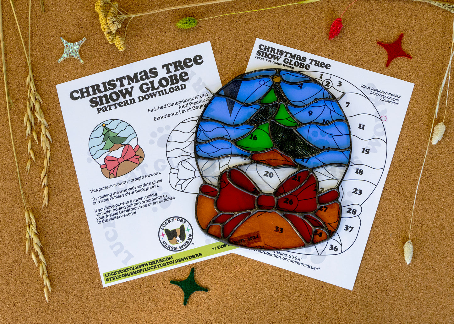 christmas-tree-snow-globe-stained-glass-pattern-digital-download-lucky-cat-glass-works for Printable Free Stained Glass Christmas Ornament Patterns Christmas Tree Snow Globe • Stained Glass Pattern • Digital Download • – Lucky Cat Glass Works for Printable Free Stained Glass Christmas Ornament Patterns