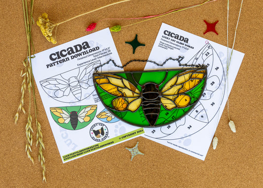 Cicada • Stained Glass Pattern • Digital Download • HOBBY LICENSE