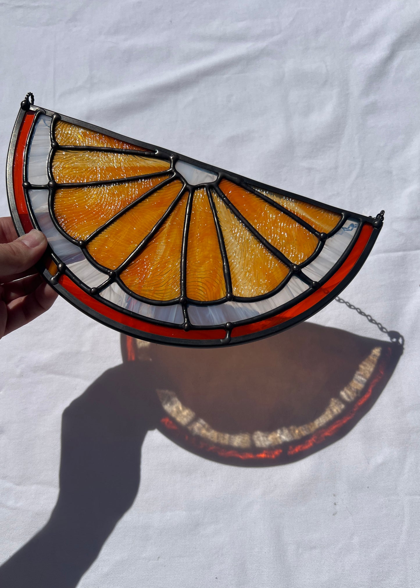 CITRUS SLICE "TANGERINE" • Stained Glass Art • Suncatcher