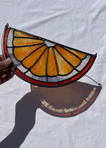 CITRUS SLICE "TANGERINE" • Stained Glass Art • Suncatcher