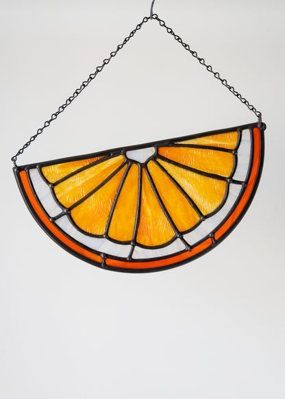CITRUS SLICE "TANGERINE" • Stained Glass Art • Suncatcher
