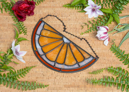 CITRUS SLICE "TANGERINE" • Stained Glass Art • Suncatcher