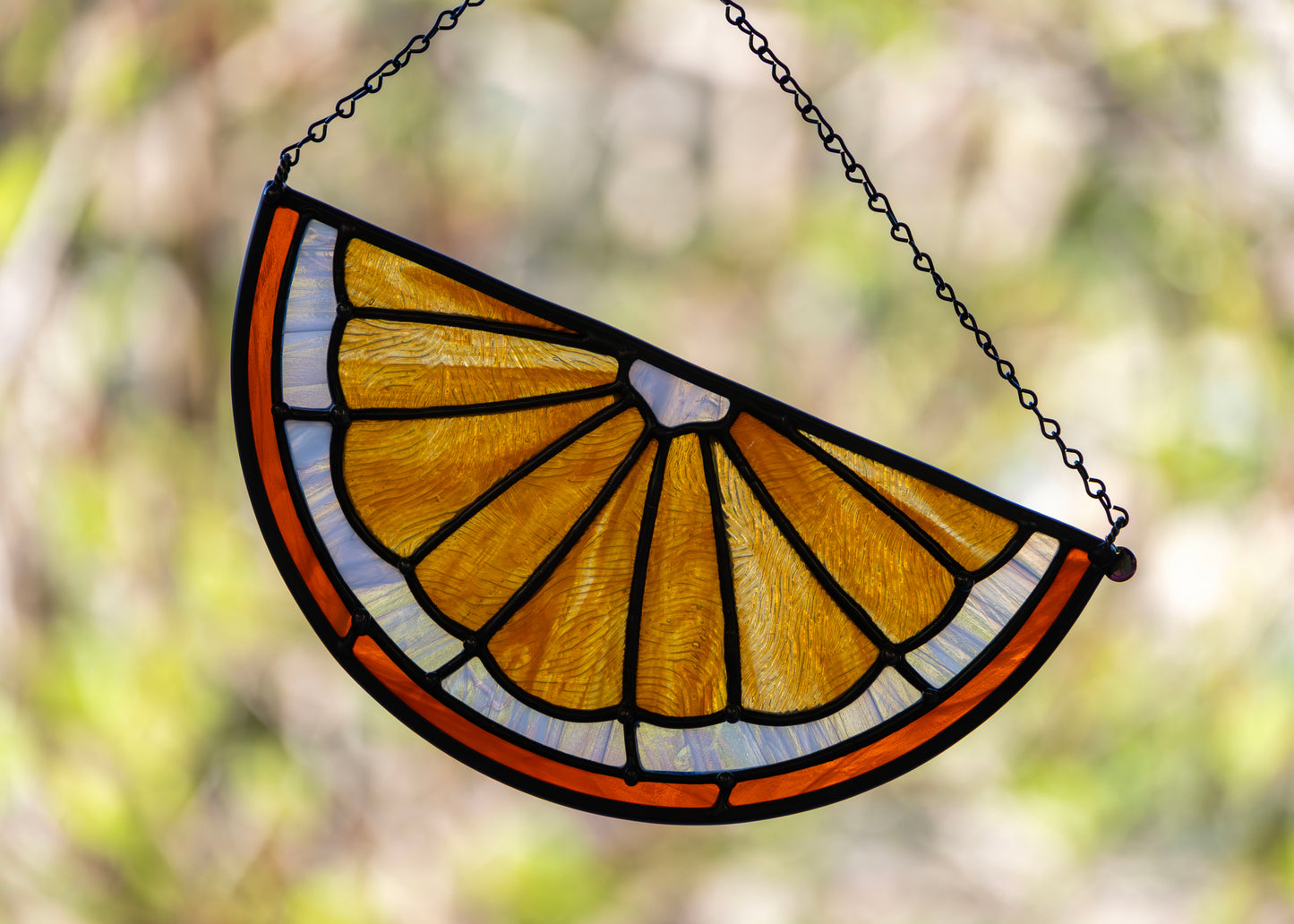 CITRUS SLICE "TANGERINE" • Stained Glass Art • Suncatcher