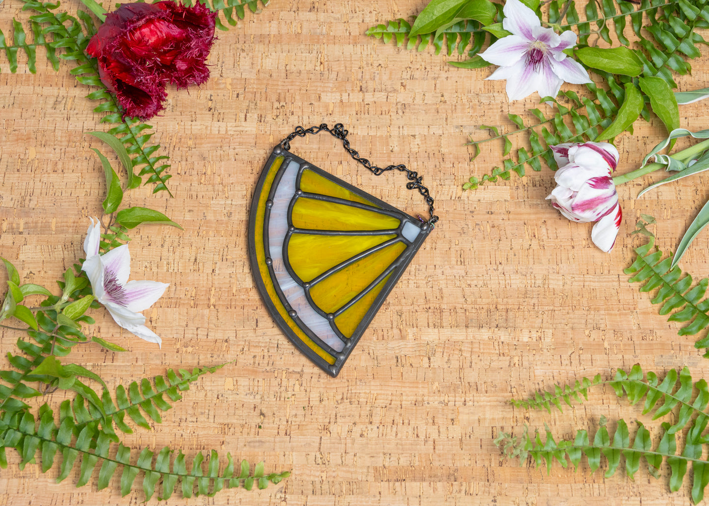CITRUS WEDGE "LEMON" • Stained Glass Art • Suncatcher