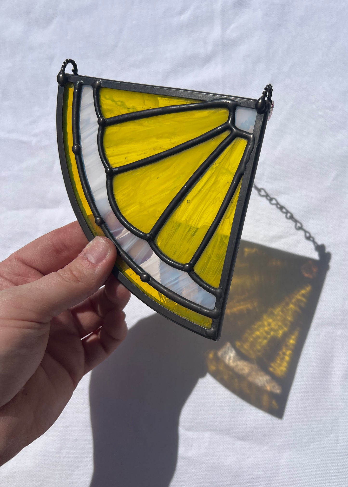 CITRUS WEDGE "LEMON" • Stained Glass Art • Suncatcher