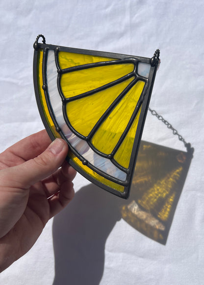 CITRUS WEDGE "LEMON" • Stained Glass Art • Suncatcher