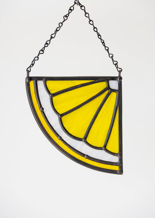 CITRUS WEDGE "LEMON" • Stained Glass Art • Suncatcher