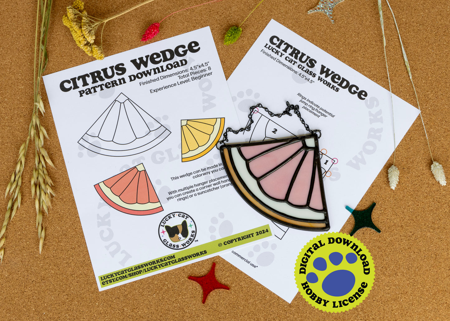 Citrus Wedge • Stained Glass Pattern • Digital Download • HOBBY LICENSE