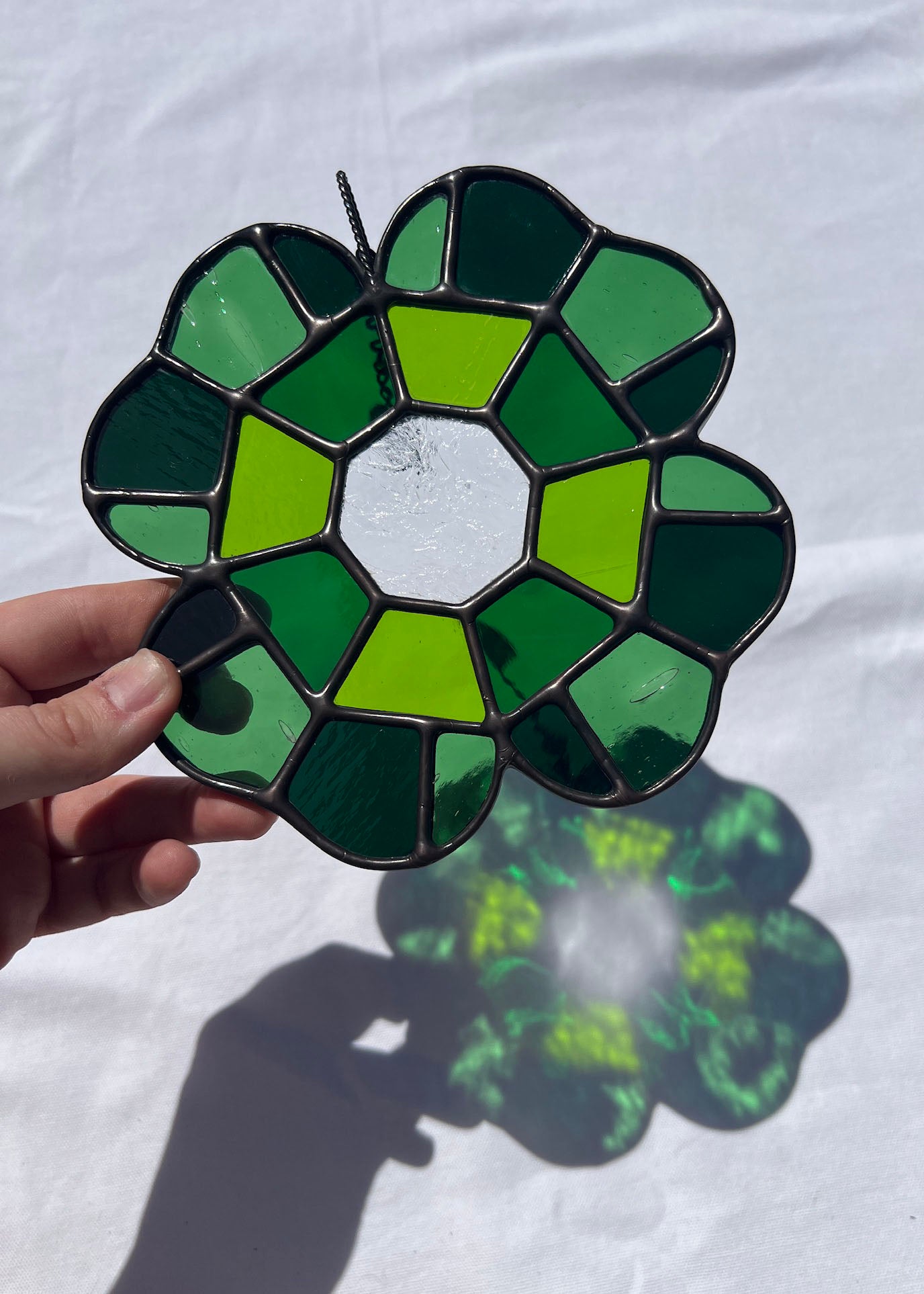CLOVER GEM "I" • Stained Glass Art • Suncatcher