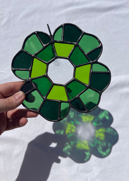CLOVER GEM "I" • Stained Glass Art • Suncatcher