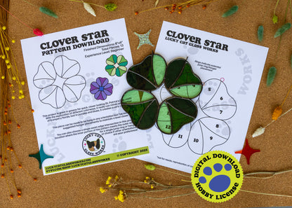 Clover Star • Stained Glass Pattern • Digital Download • HOBBY LICENSE
