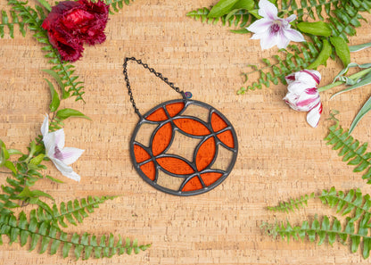 COSMIC CIRCLE "ORANGE" • Stained Glass Art • Suncatcher