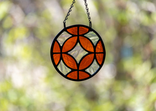 COSMIC CIRCLE "ORANGE" • Stained Glass Art • Suncatcher
