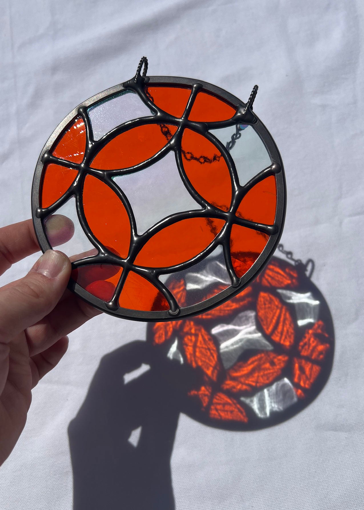 COSMIC CIRCLE "ORANGE" • Stained Glass Art • Suncatcher