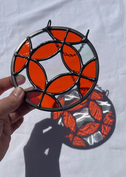 COSMIC CIRCLE "ORANGE" • Stained Glass Art • Suncatcher