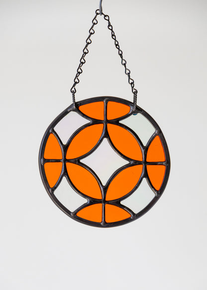 COSMIC CIRCLE "ORANGE" • Stained Glass Art • Suncatcher