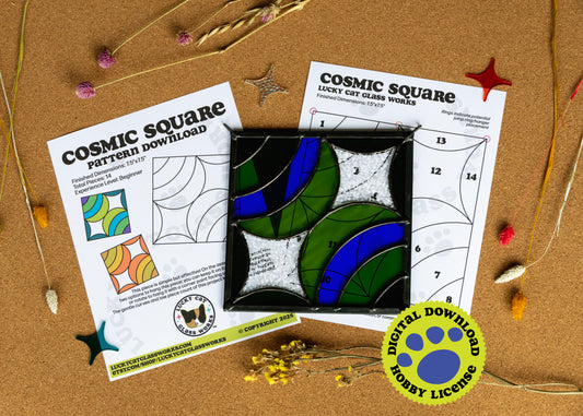 Cosmic Square • Stained Glass Pattern • Digital Download • HOBBY LICENSE