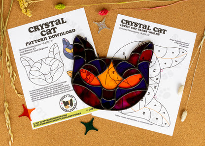 Crystal Cat • Stained Glass Pattern • Digital Download • HOBBY LICENSE