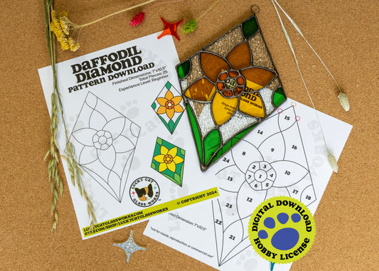 Daffodil Diamond • Stained Glass Pattern • Digital Download • HOBBY LICENSE