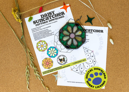 Daisy Suncatcher • Stained Glass Pattern • Digital Download • HOBBY LICENSE