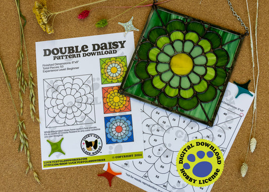 Double Daisy • Stained Glass Pattern • Digital Download • HOBBY LICENSE