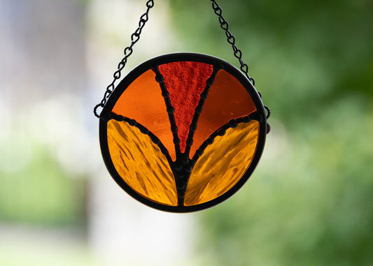 FANFLOWER SUNCATCHER "FIRE" • Stained Glass Art • Suncatcher