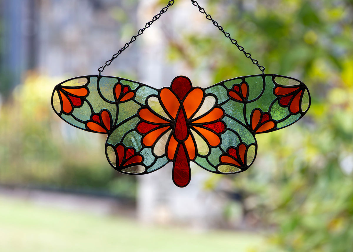 Fanflower Moth • Stained Glass Pattern • Digital Download • HOBBY LICENSE