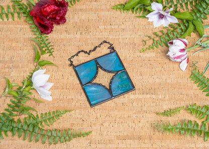 FIVE PIECE STAR "IRIDESCENT BLUE" • Stained Glass Art • Suncatcher