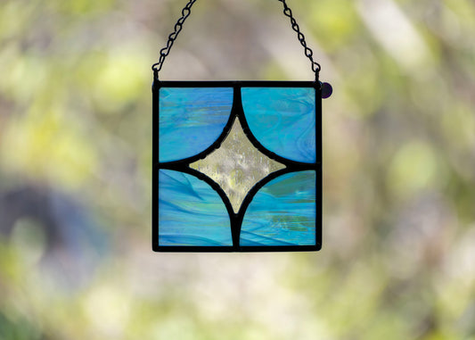 FIVE PIECE STAR "IRIDESCENT BLUE" • Stained Glass Art • Suncatcher