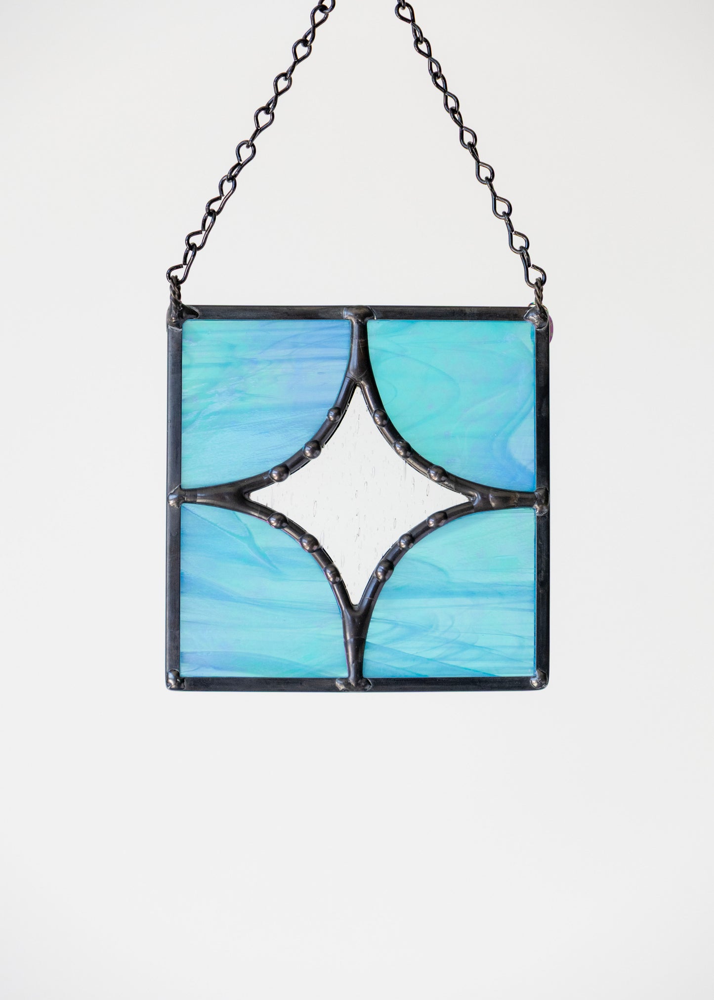 FIVE PIECE STAR "IRIDESCENT BLUE" • Stained Glass Art • Suncatcher