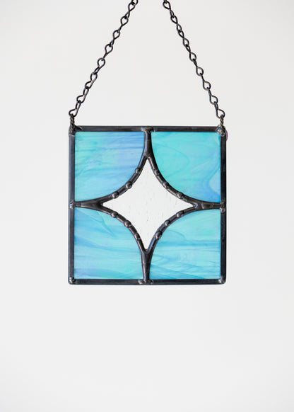 FIVE PIECE STAR "IRIDESCENT BLUE" • Stained Glass Art • Suncatcher