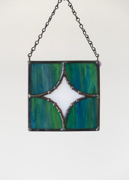 FIVE PIECE STAR "BLUE GREEN" • Stained Glass Art • Suncatcher
