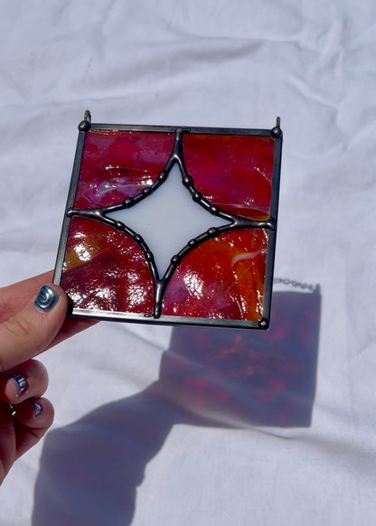 FIVE PIECE STAR "RED" • Stained Glass Art • Suncatcher