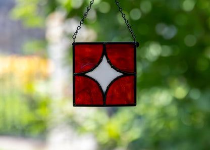 FIVE PIECE STAR "RED" • Stained Glass Art • Suncatcher