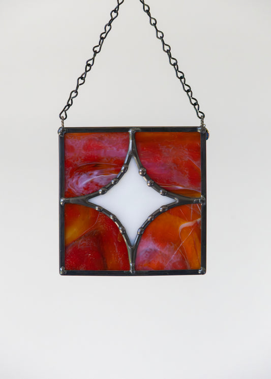 FIVE PIECE STAR "RED" • Stained Glass Art • Suncatcher