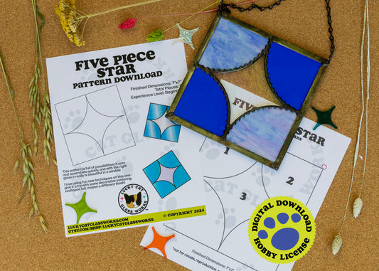 Five Piece Star • Stained Glass Pattern • Digital Download • HOBBY LICENSE