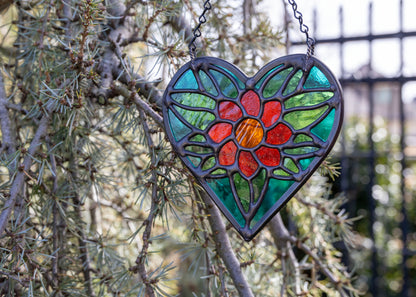 Flower Heart • Stained Glass Pattern • Digital Download • HOBBY LICENSE