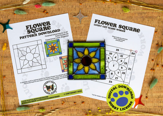 Flower Square • Stained Glass Pattern • Digital Download • HOBBY LICENSE