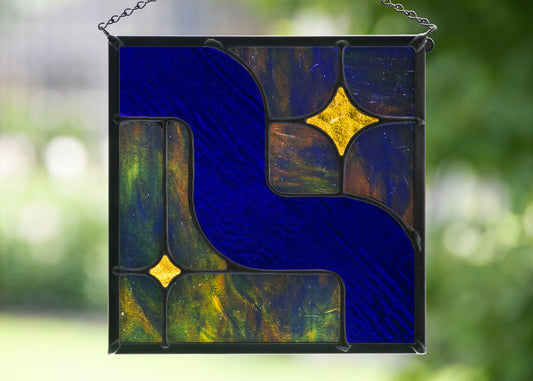 GALAXY GROOVE "MIDNIGHT" • Stained Glass Art • Window Hanging