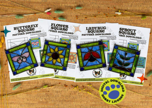 Garden Squares • Pattern Bundle (3 Projects + 1 Free) • Stained Glass Patterns • Digital Download • HOBBY LICENSE