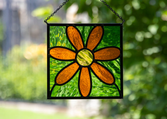 GROOVY FLOWER "SPRING" • Leaded Stained Glass Art • Window Hanging