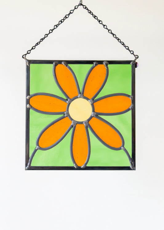GROOVY FLOWER "SPRING" • Leaded Stained Glass Art • Window Hanging