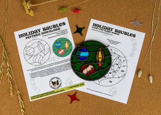 Holiday Baubles • Stained Glass Pattern • Digital Download • HOBBY LICENSE