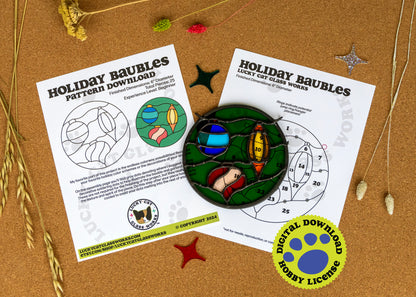 Holiday Baubles • Stained Glass Pattern • Digital Download • HOBBY LICENSE