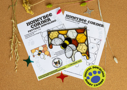 Honeybee Corner • Stained Glass Pattern • Digital Download • HOBBY LICENSE